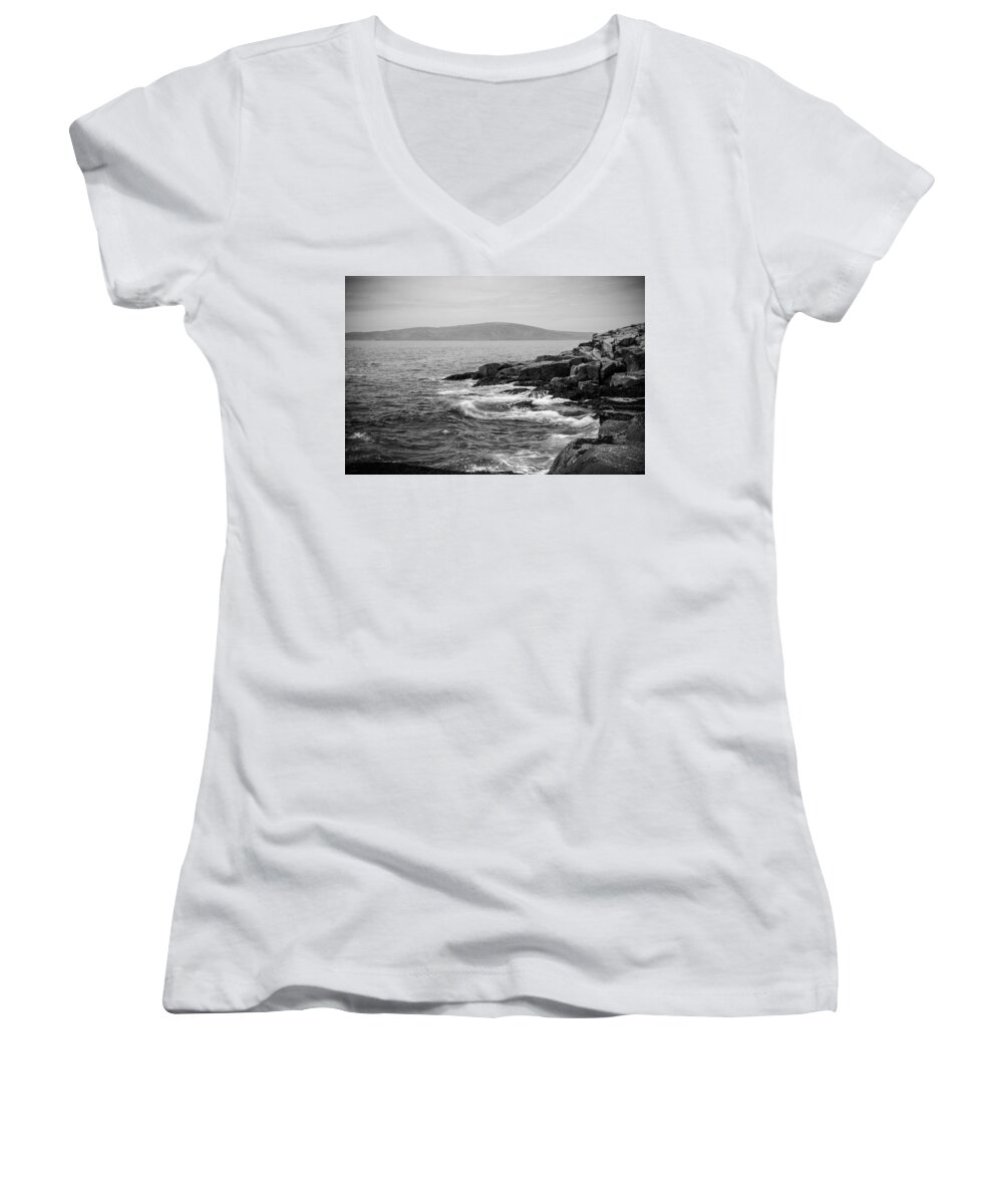 Acadia Women's V-Neck featuring the photograph Schoodic by Kristopher Schoenleber