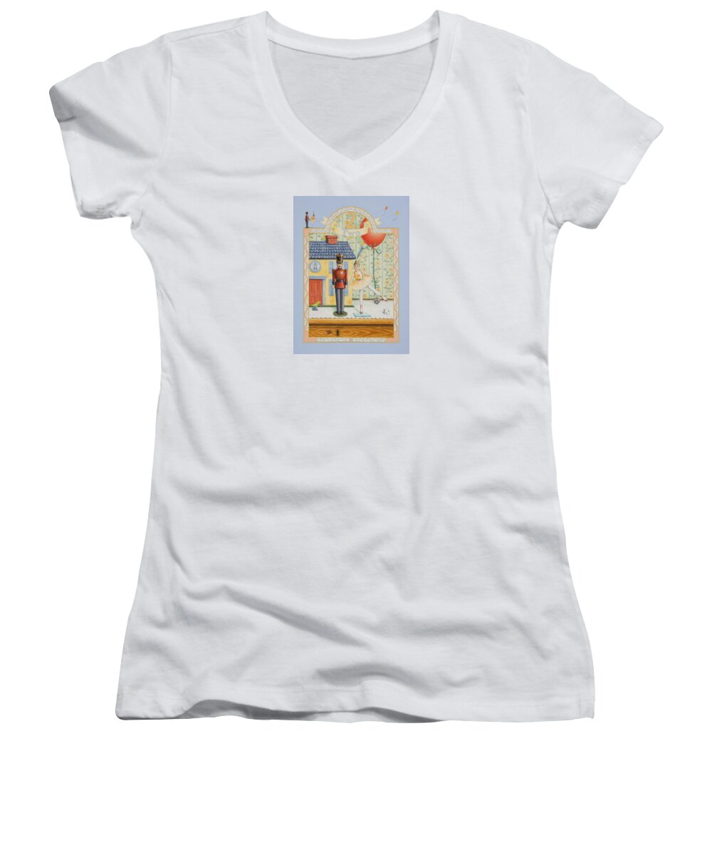 Birthday Women's V-Neck featuring the painting Second Birthday by Lynn Bywaters