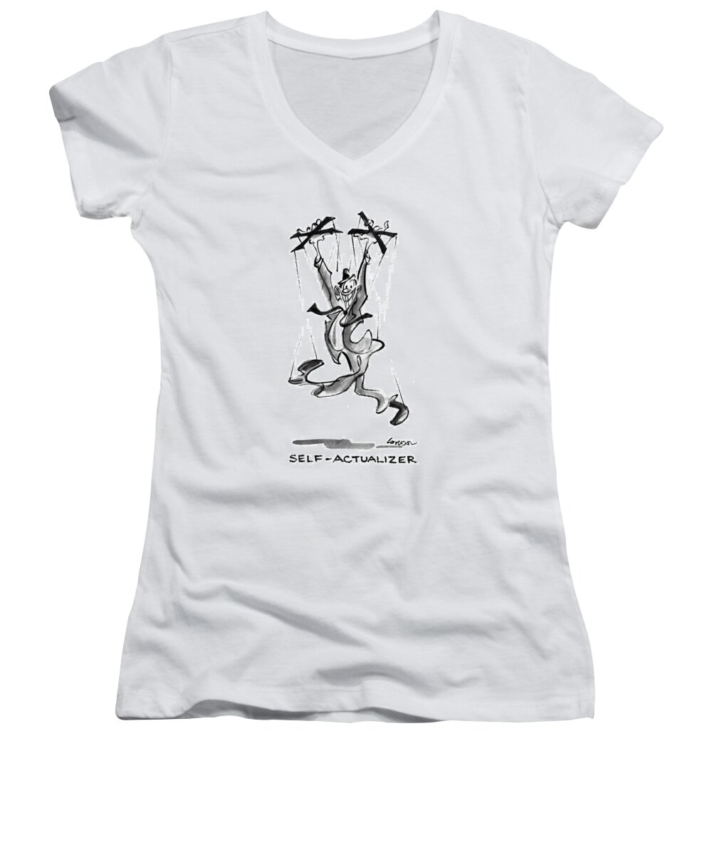 Incompetents Women's V-Neck featuring the drawing Self Actualizer by Lee Lorenz