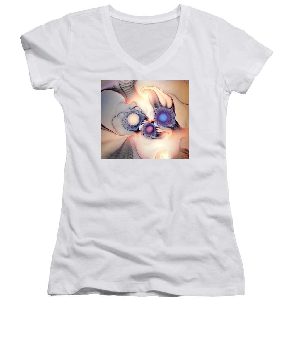 Abstract Women's V-Neck featuring the digital art Sensorial Nirvana by Casey Kotas