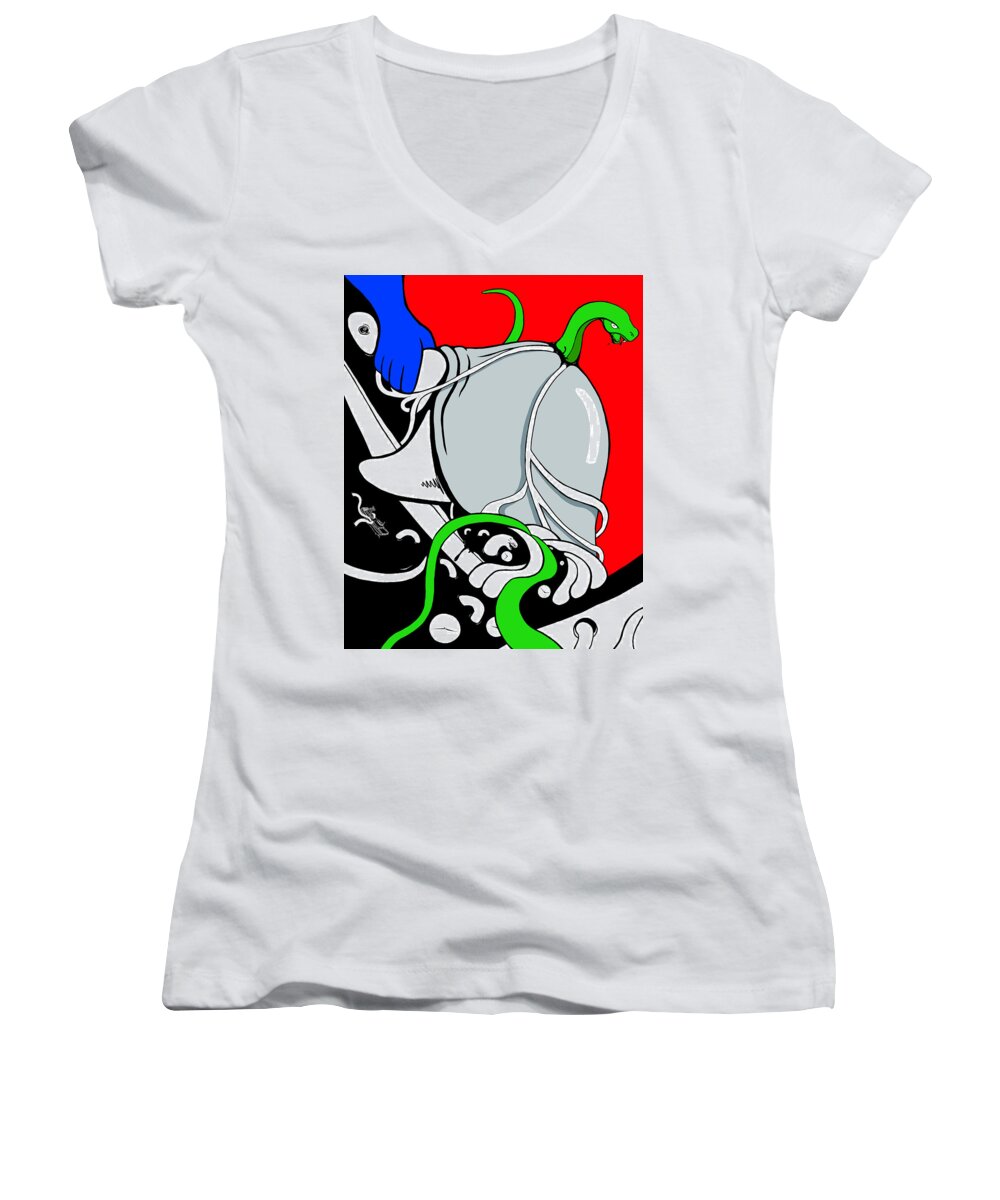 Snake Women's V-Neck featuring the digital art Serpent of Time by Craig Tilley