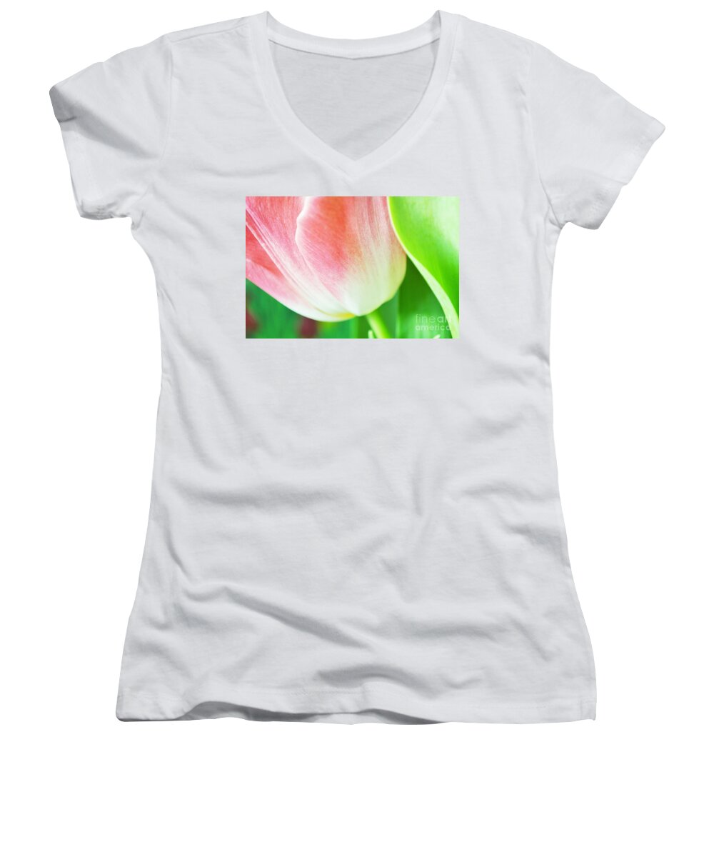 Tulip Women's V-Neck featuring the photograph Shiny by Felicia Tica