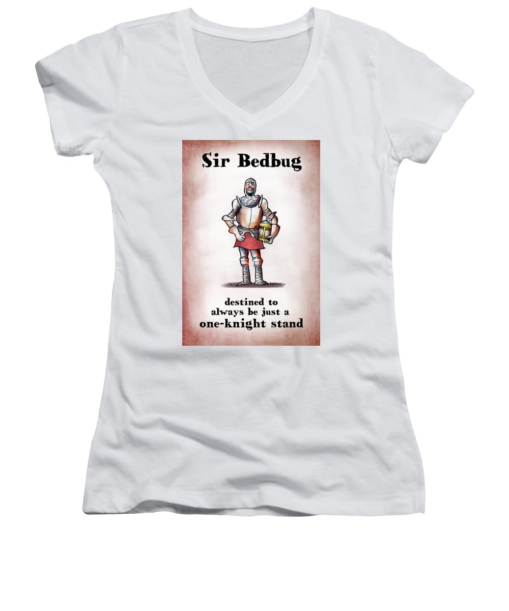 Knight Women's V-Neck featuring the digital art Sir Bedbug by Mark Armstrong