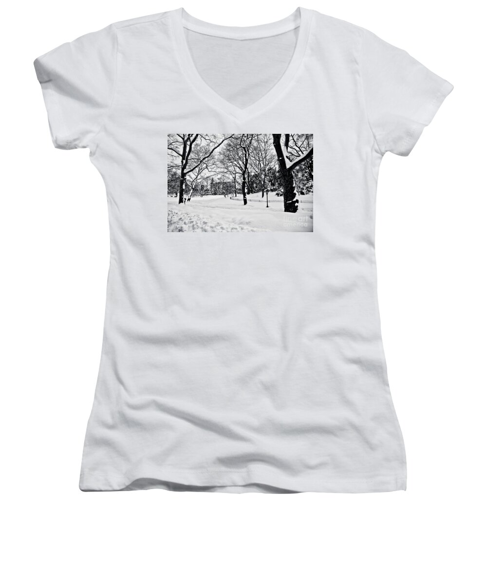 Snow Women's V-Neck featuring the photograph Snow Scene by Madeline Ellis