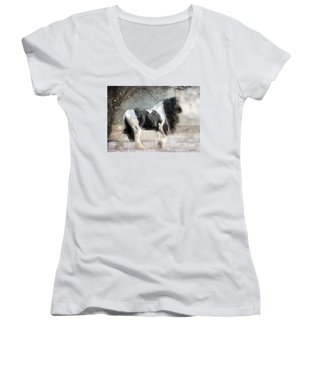 Horse Photographs Women's V-Neck featuring the photograph Solitary by Fran J Scott