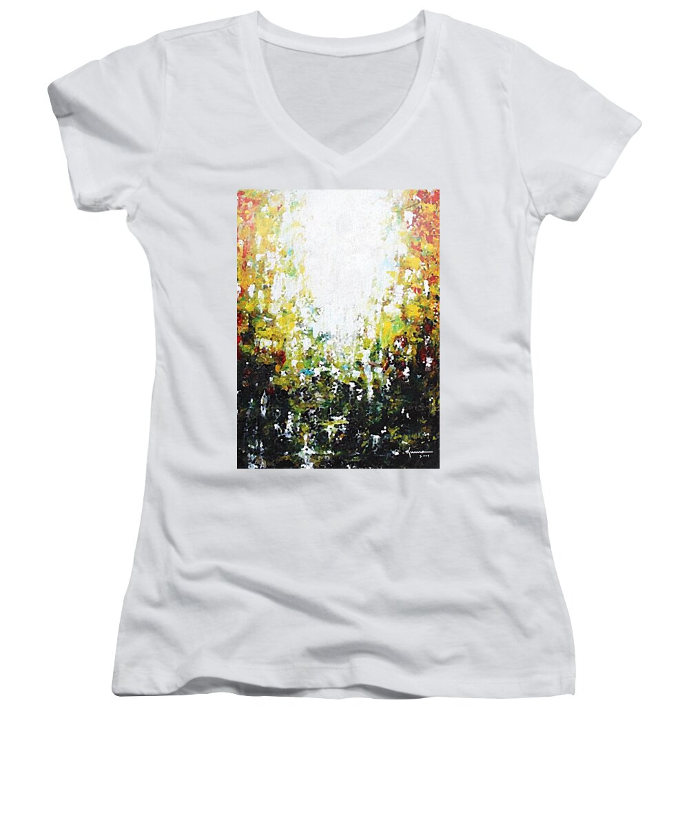 Jesus Women's V-Neck featuring the mixed media Source of Light by Kume Bryant