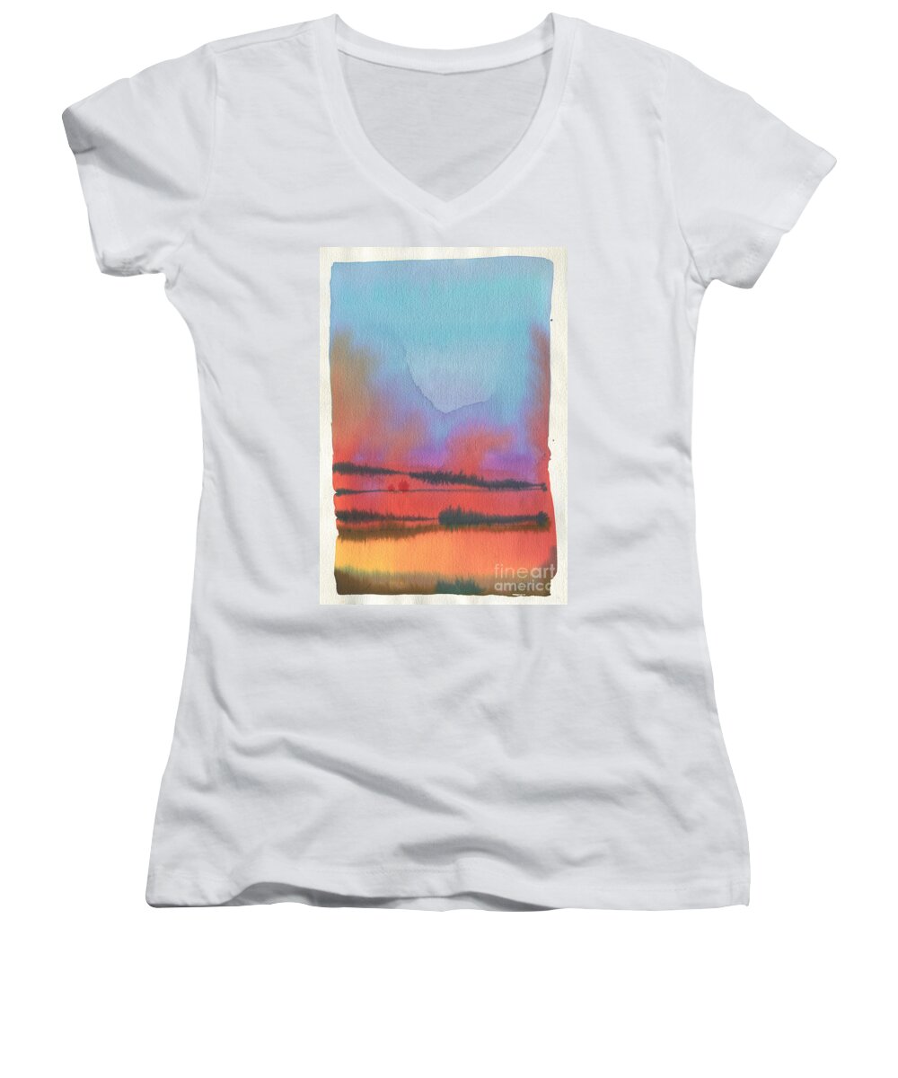 Landscape Women's V-Neck featuring the painting Southland by Donald Maier
