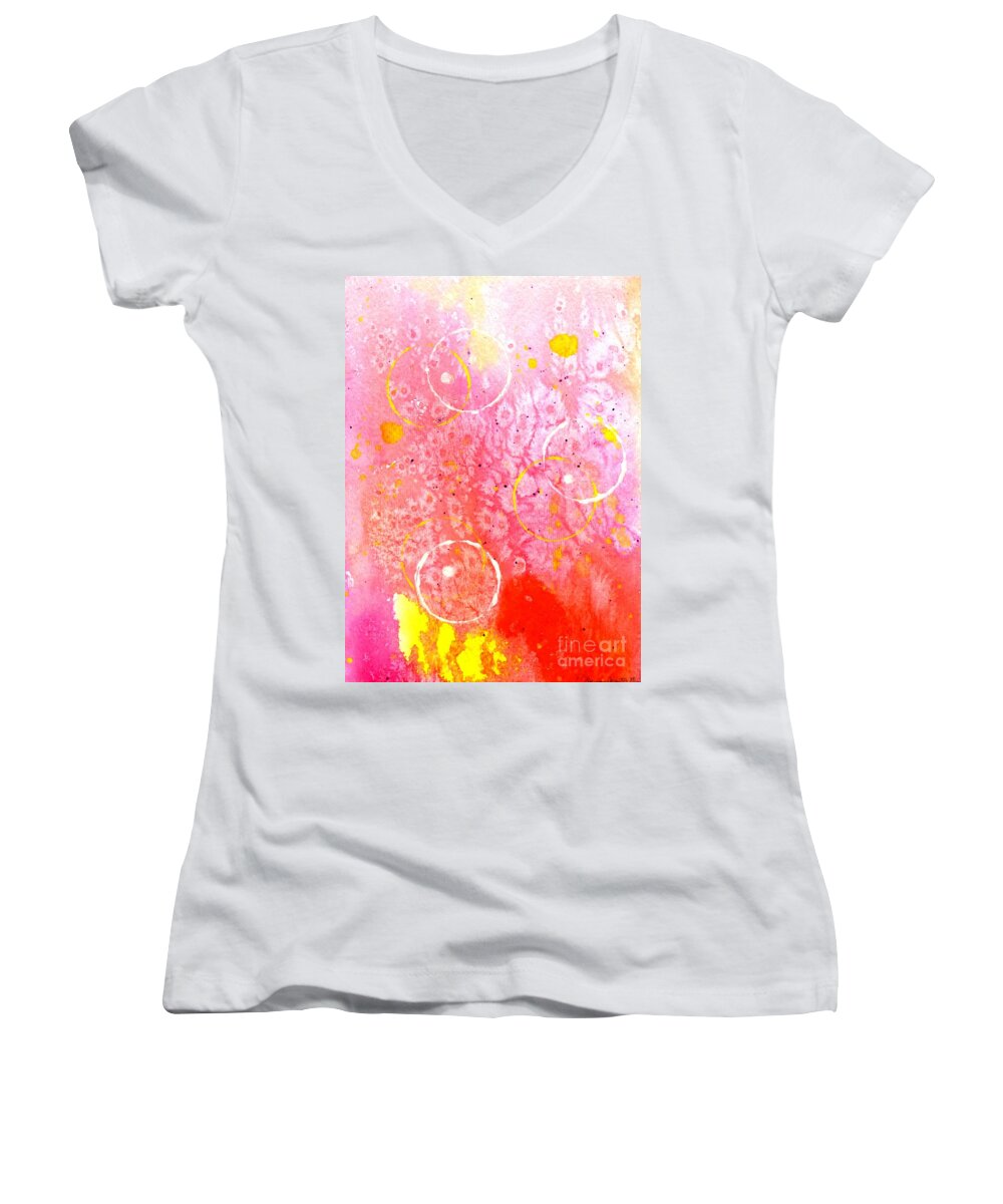 Spirit Dance Women's V-Neck featuring the painting Spirit Dance by Desiree Paquette