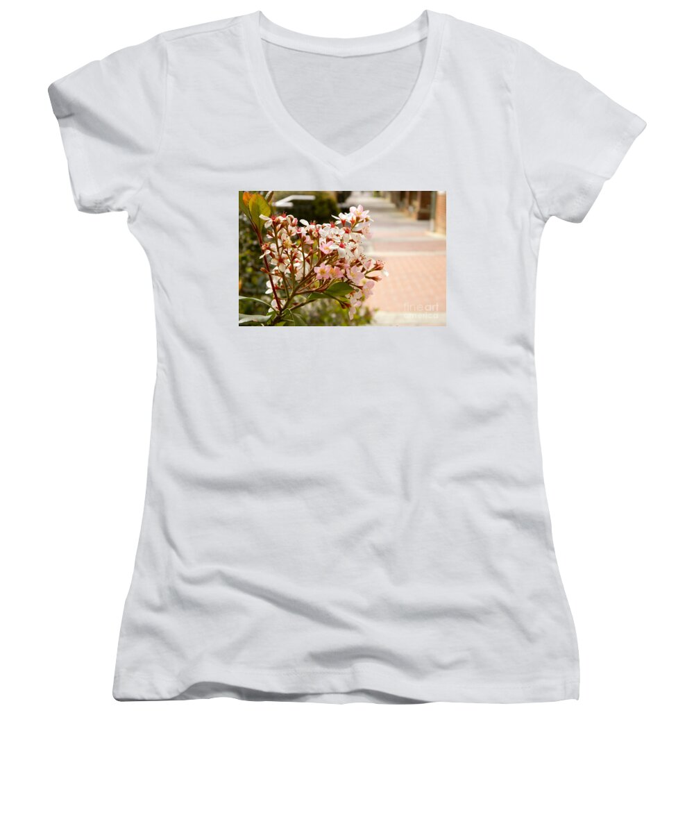 Flower Women's V-Neck featuring the photograph Spring on the Street by Andrea Anderegg