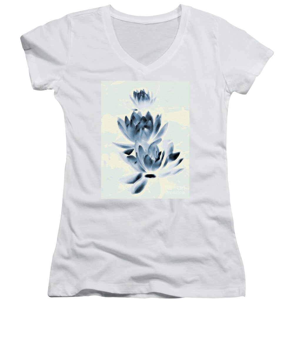 Water Women's V-Neck featuring the photograph Study in Blue by Andrea Kollo