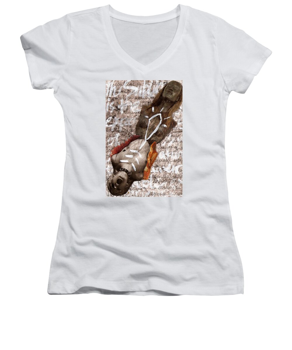 Collage Women's V-Neck featuring the mixed media Sublime by Bellavia