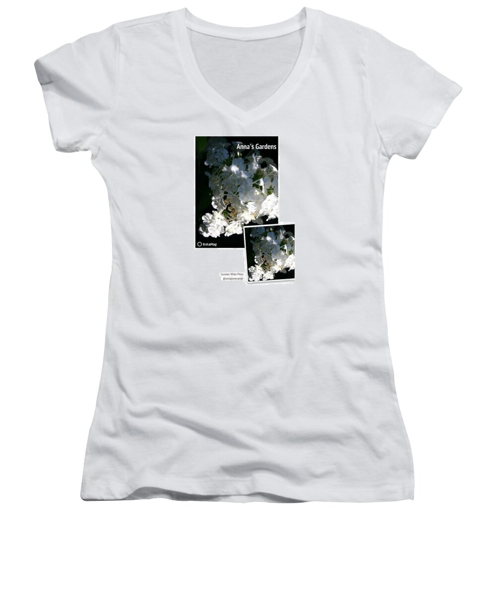 Summer Women's V-Neck featuring the photograph Summer White Phlox, Afternoon Light by Anna Porter