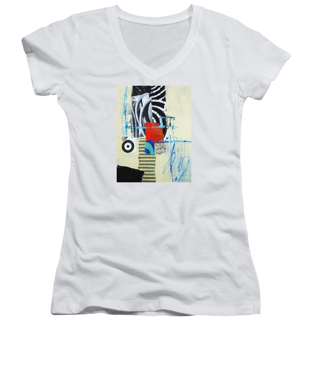 Target Women's V-Neck featuring the mixed media Target by Elena Nosyreva
