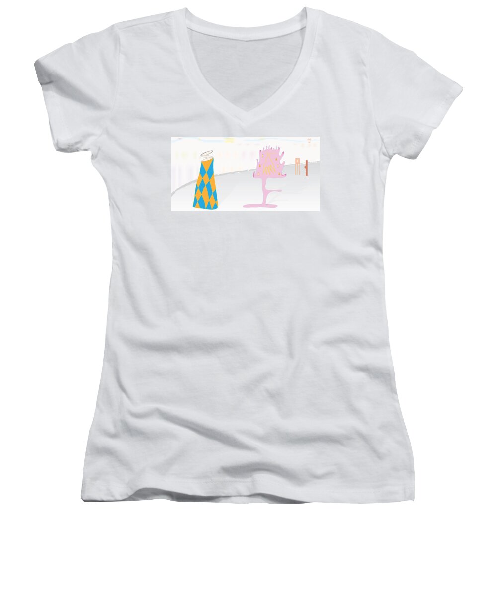 Party Women's V-Neck featuring the digital art The Partygoers by Kevin McLaughlin