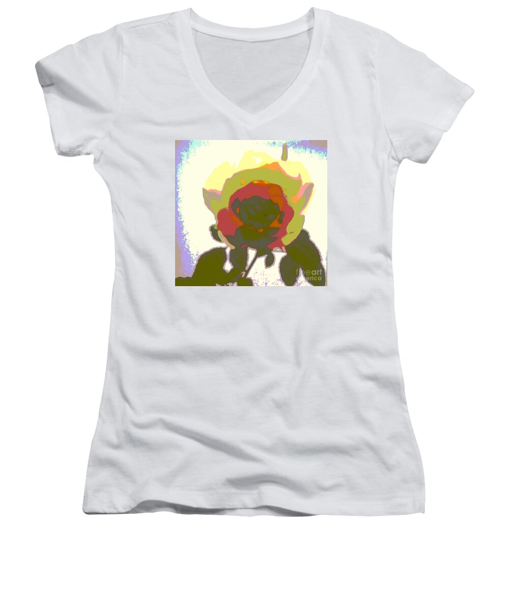 The Pop Art Rose Women's V-Neck featuring the photograph The Pop Art Rose by Martin Howard