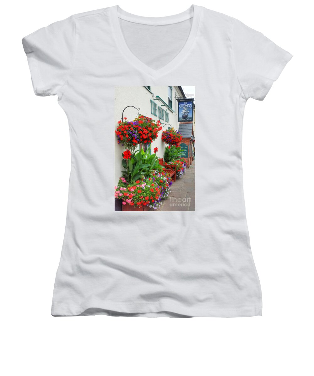 Pub Women's V-Neck featuring the photograph The Quay Inn at Wareham by David Birchall