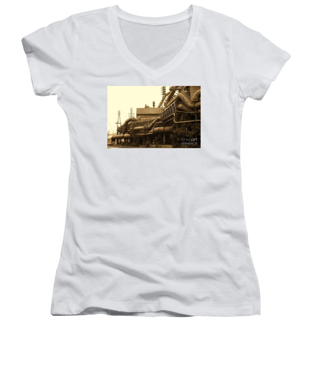 Industry Women's V-Neck featuring the photograph The Worm Passageways by Marcia Lee Jones