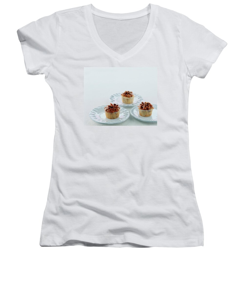 Cooking Women's V-Neck featuring the photograph Three Cranberry Cupcakes by Romulo Yanes
