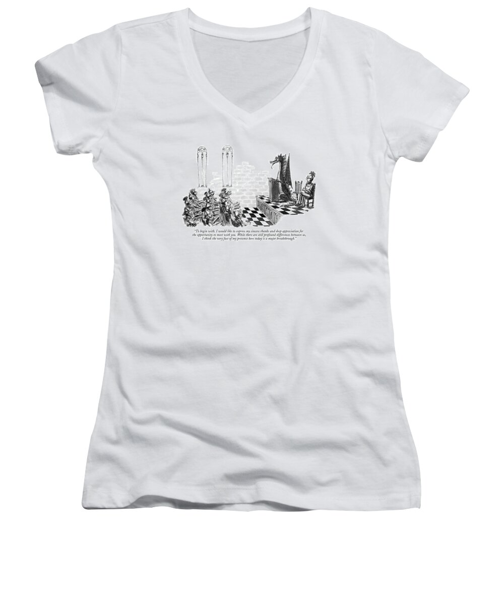 History Women's V-Neck featuring the drawing To Begin by Warren Miller