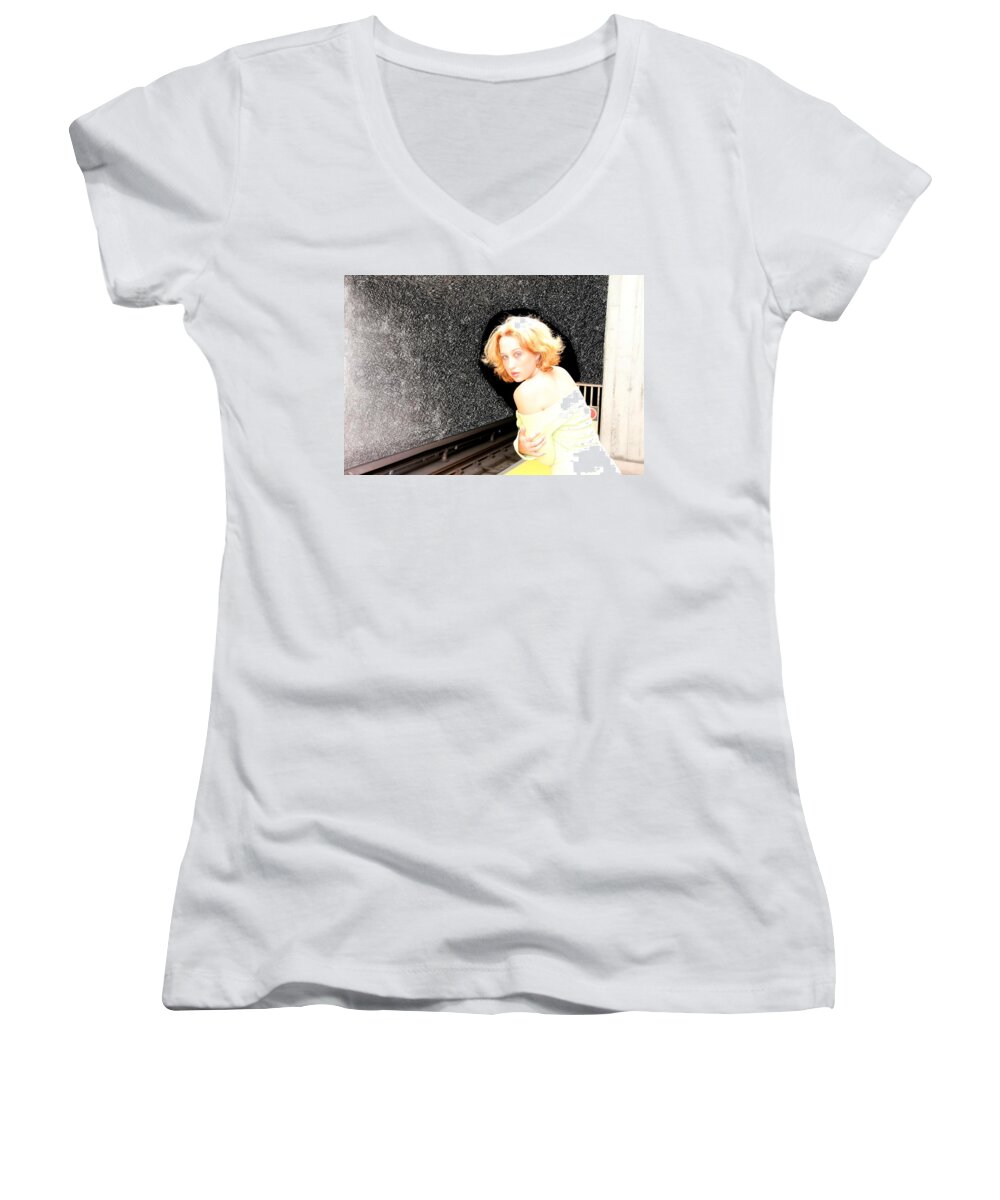 Woman Women's V-Neck featuring the photograph Trance by Nick David