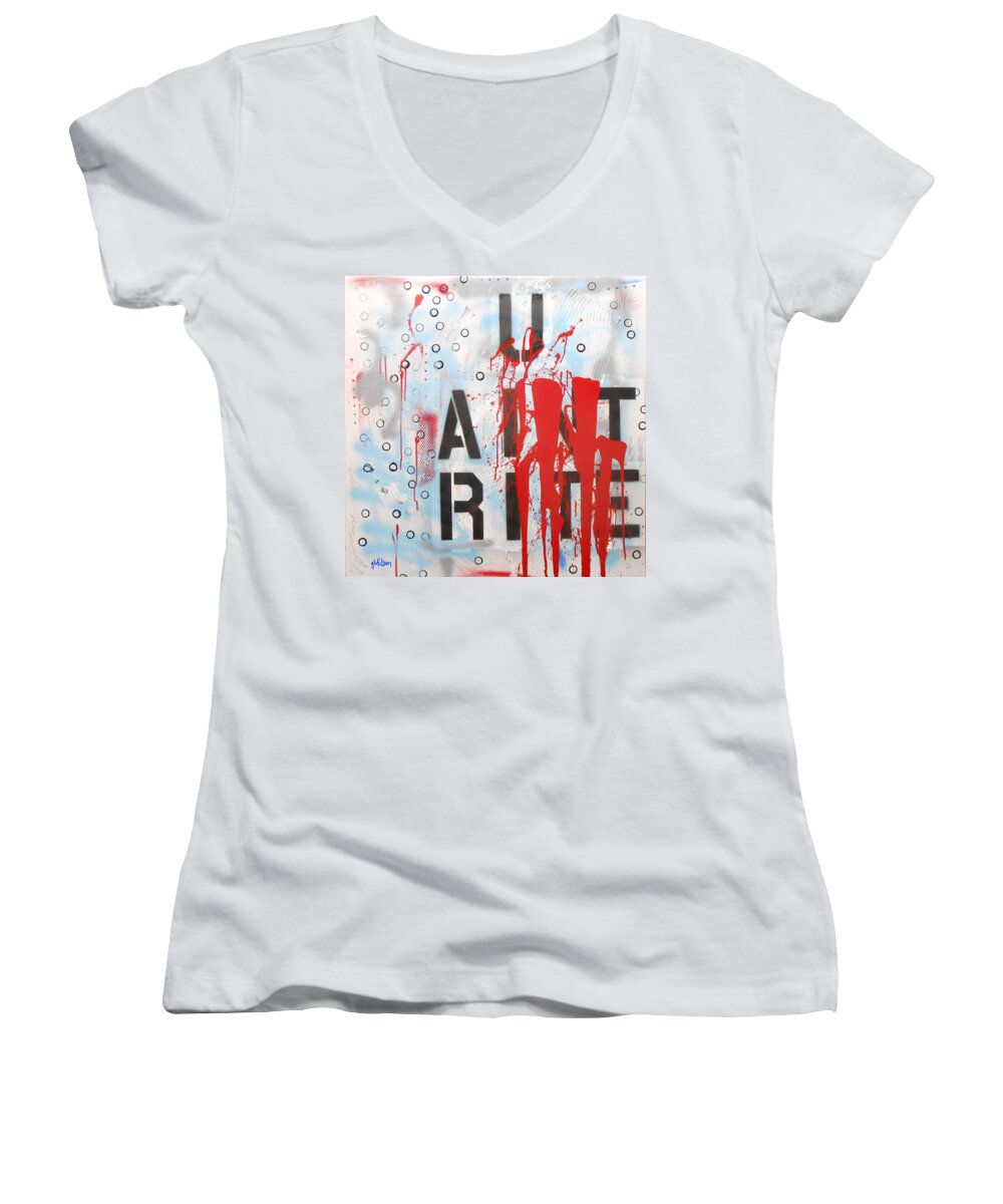 Abstract Women's V-Neck featuring the painting U Aint Rite by GH FiLben