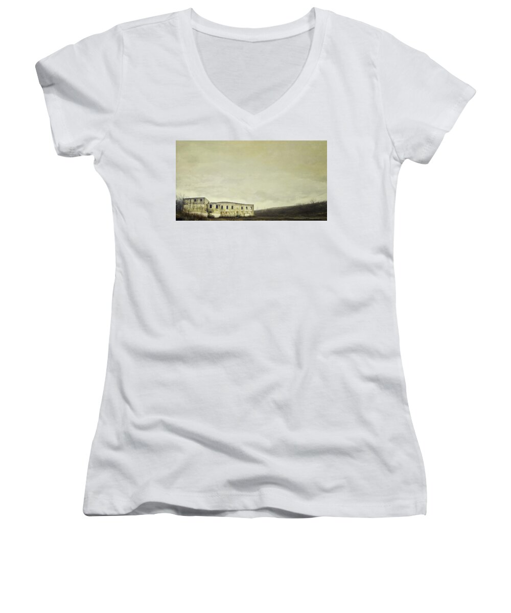 Warehouse Women's V-Neck featuring the photograph Urban Ruins by Scott Norris