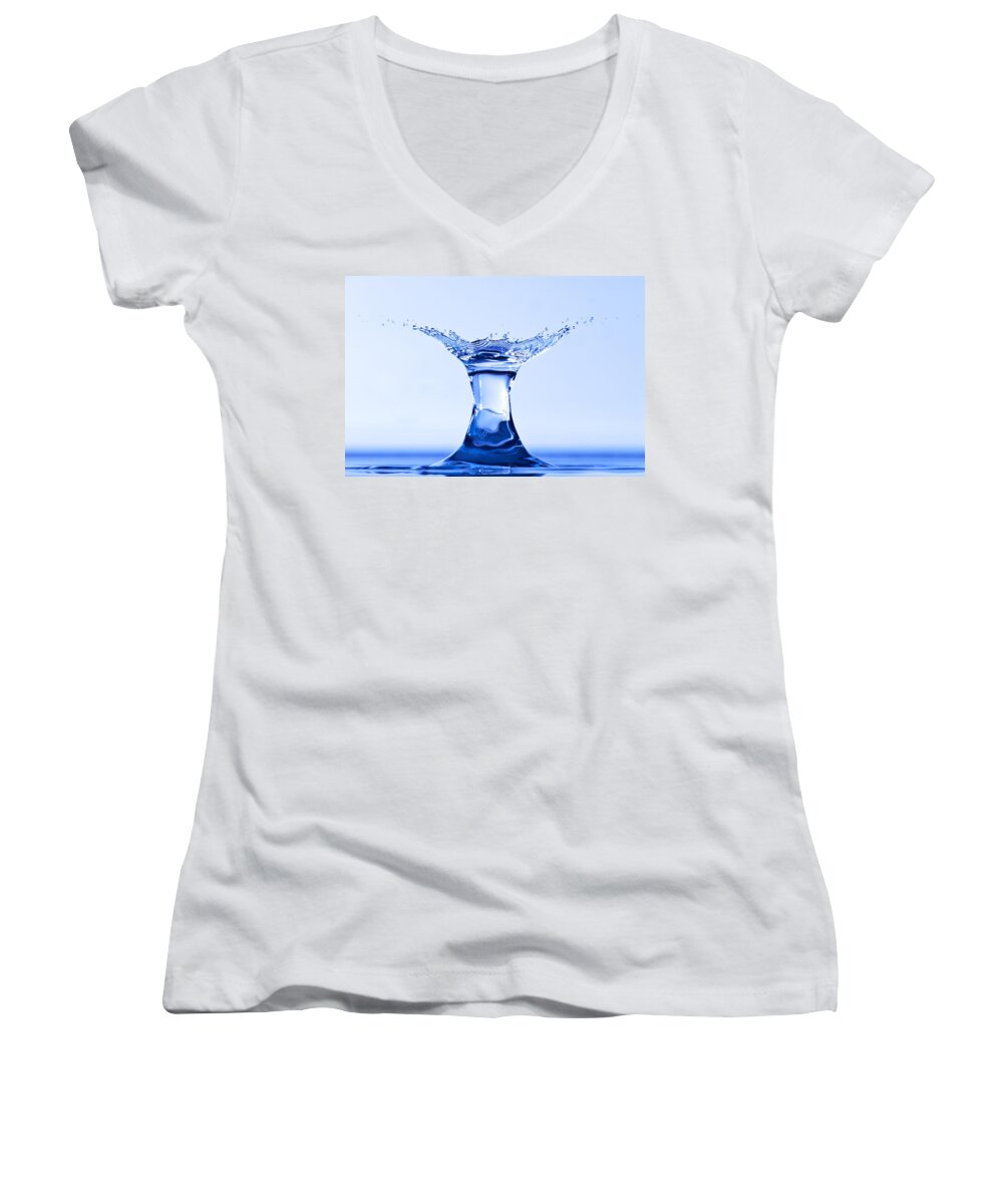 Abstract Women's V-Neck featuring the photograph Water Splash by Anthony Sacco