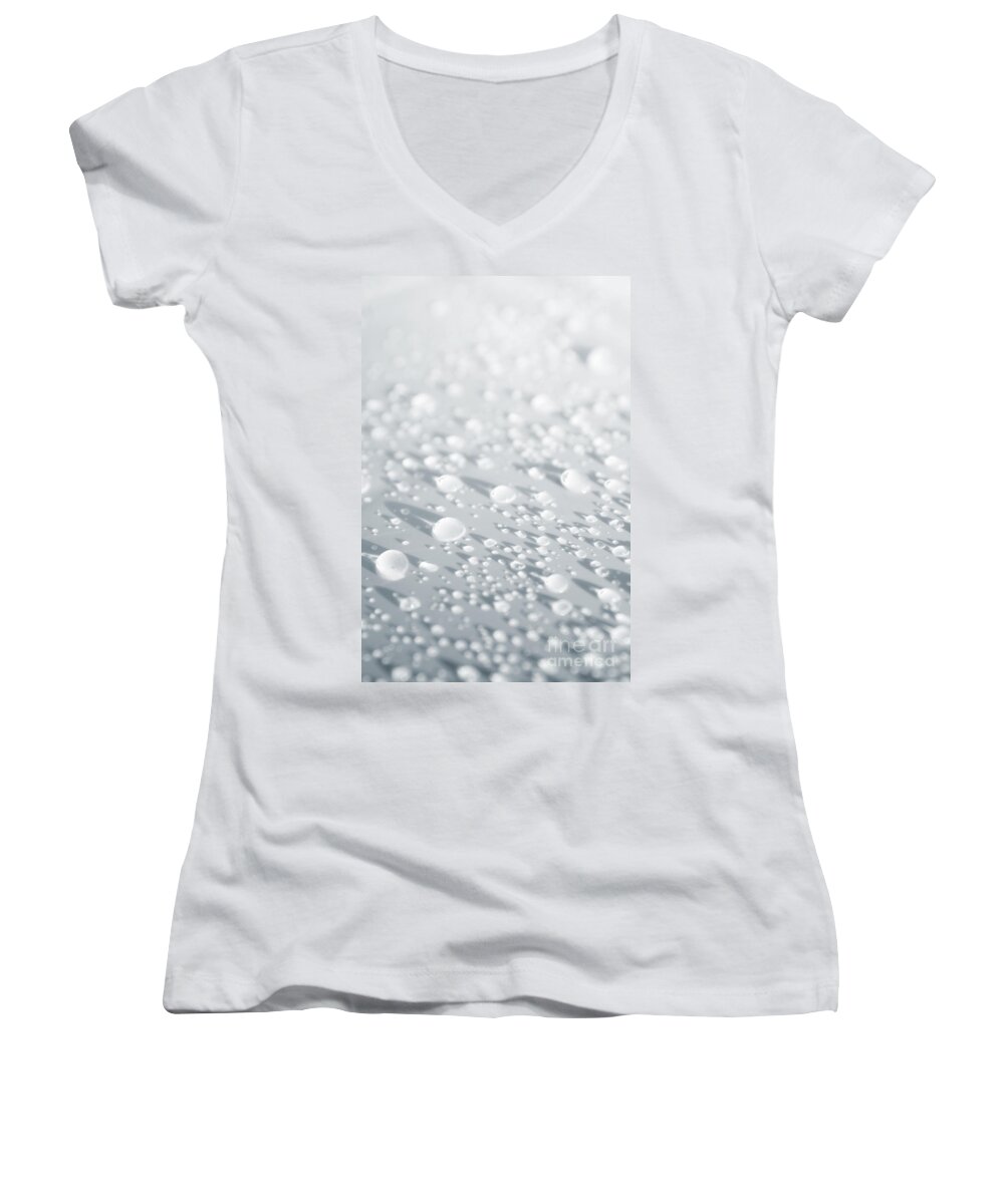 Abstract Women's V-Neck featuring the photograph White Droplets by Carlos Caetano