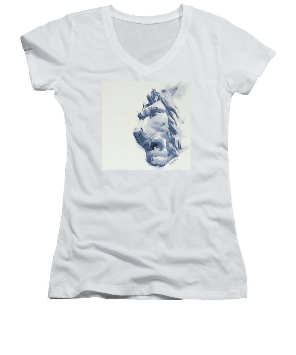 Lion Women's V-Neck featuring the painting Why Hast Thou Forsaken Me? by Greg Collins