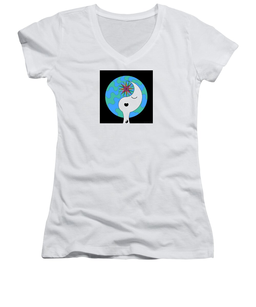 Colorful Women's V-Neck featuring the digital art Yin Yang Crown 4 by Randall J Henrie