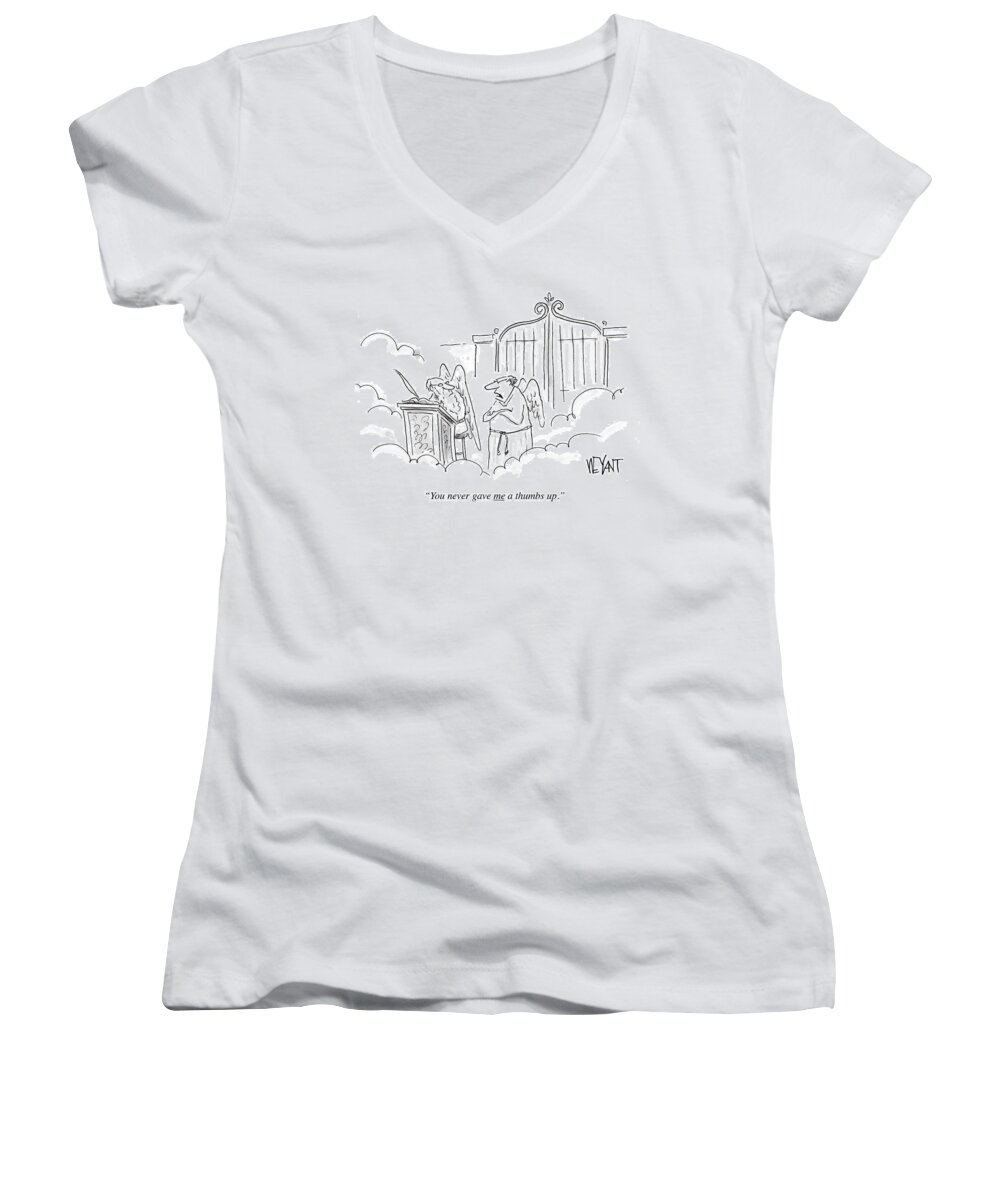 Cartoon Women's V-Neck featuring the drawing You Never Gave Me A Thumb's by Christopher Weyant