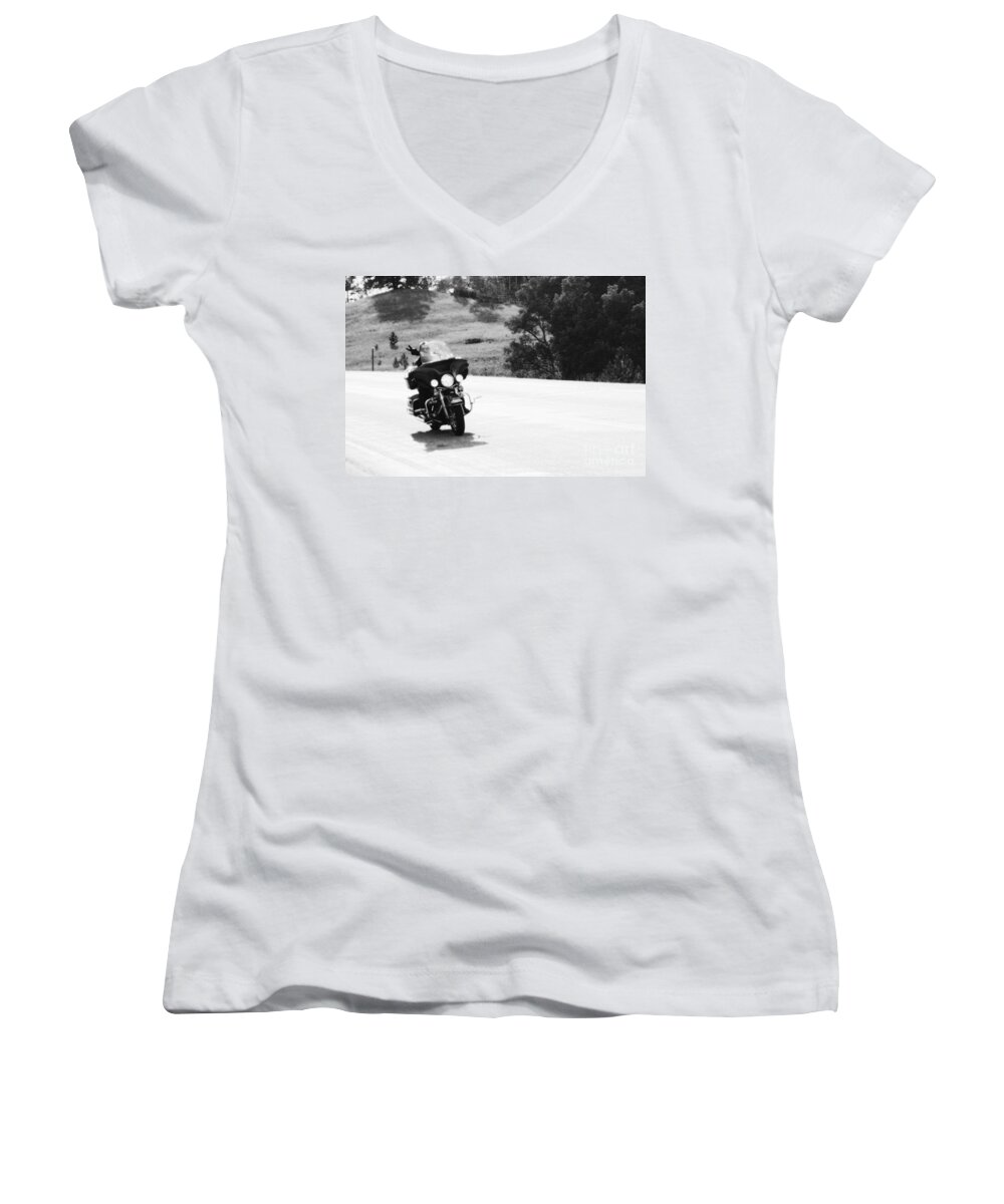 Peace Women's V-Neck featuring the photograph A Peaceful Ride by Anthony Wilkening