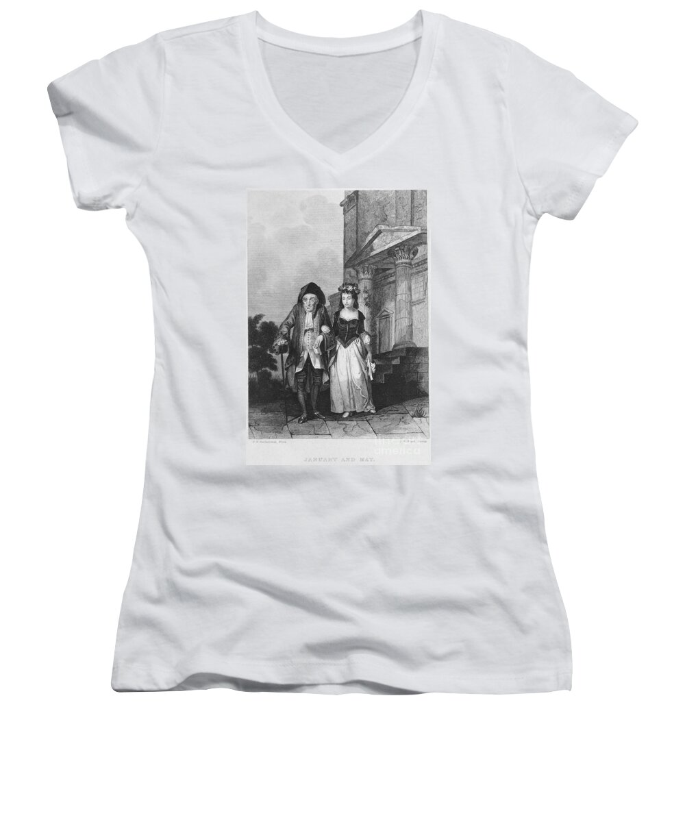 19th Century Women's V-Neck featuring the photograph Allegory: Age And Youth by Granger