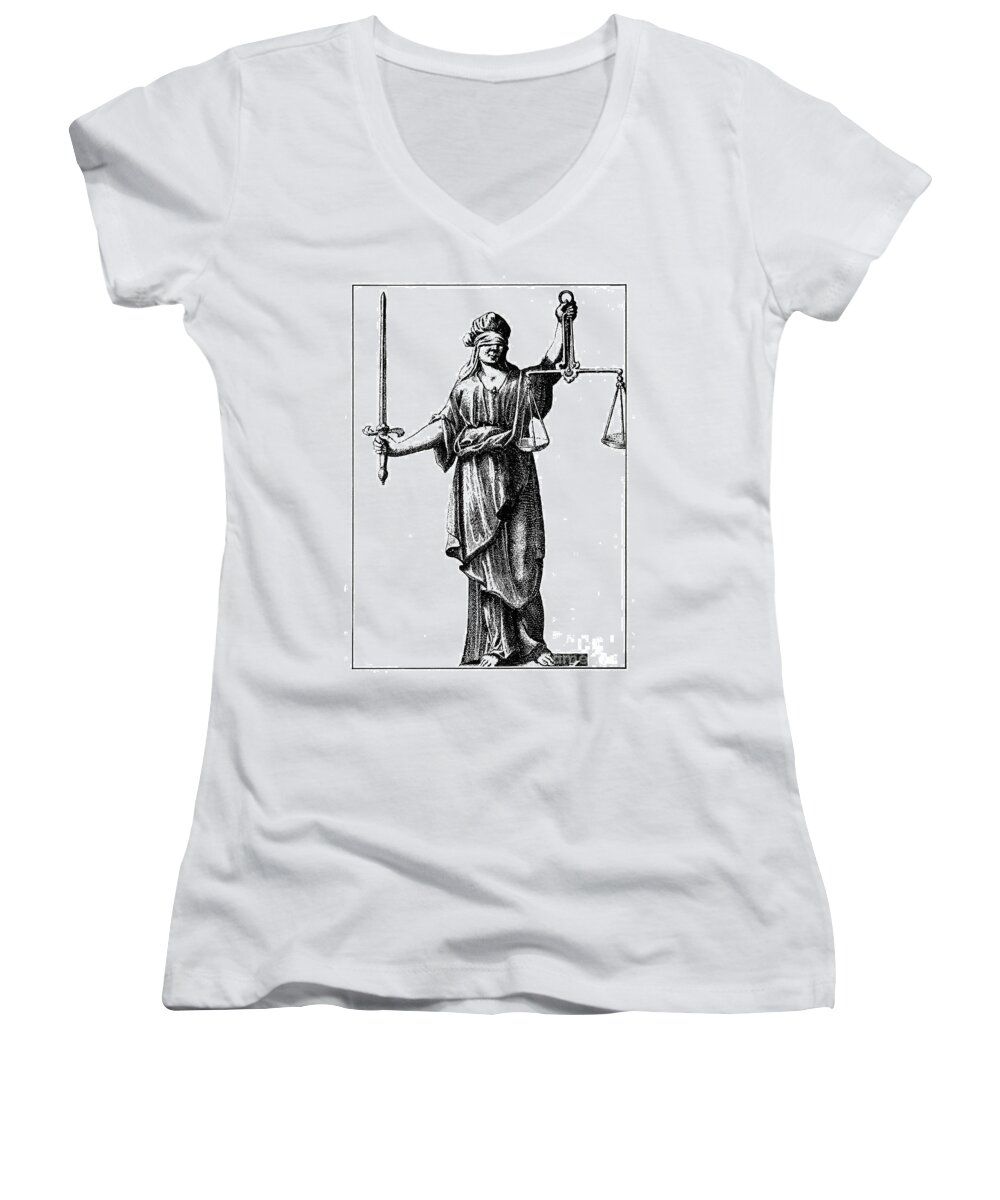 1726 Women's V-Neck featuring the photograph Allegory: Justice, 1726 by Granger