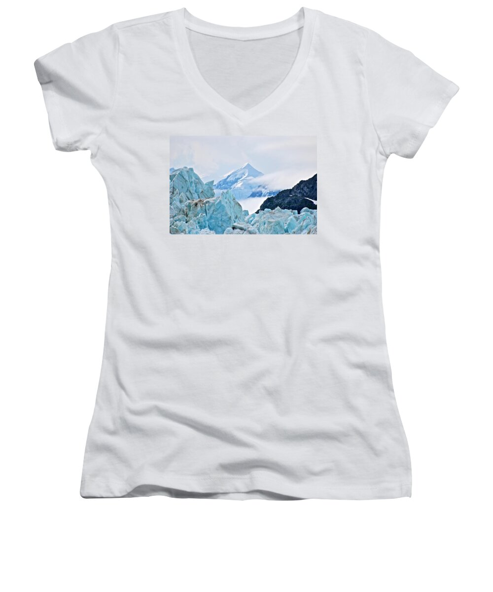 Glacier Women's V-Neck featuring the photograph Alpha and Omega by Eric Tressler