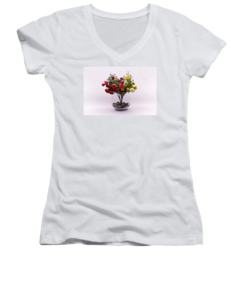 Flower Women's V-Neck featuring the photograph Begin to see yourself as a soul with a body rather than a body with a soul by SAURAVphoto Online Store
