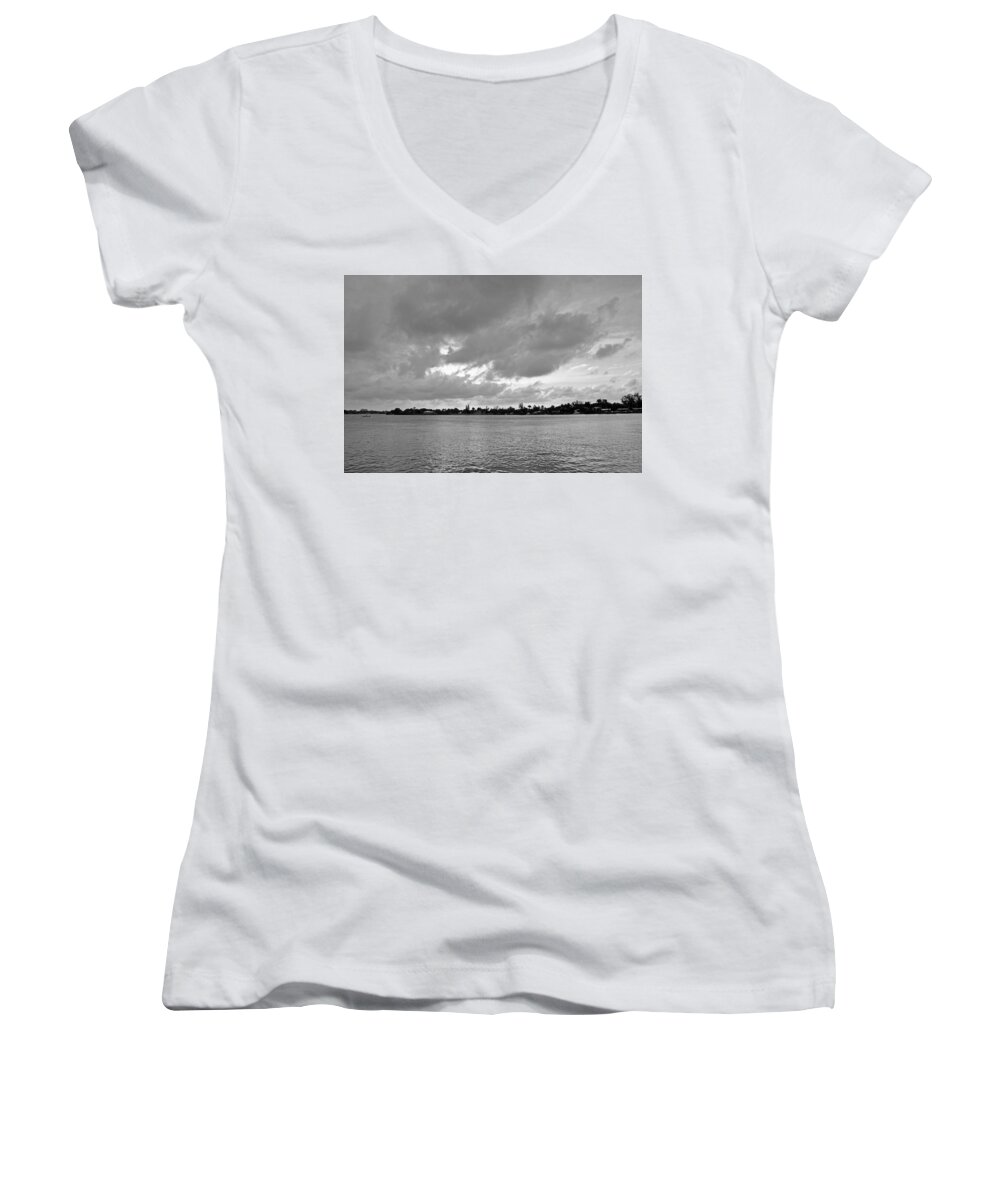 High Quality Women's V-Neck featuring the photograph Channel View by Sarah McKoy