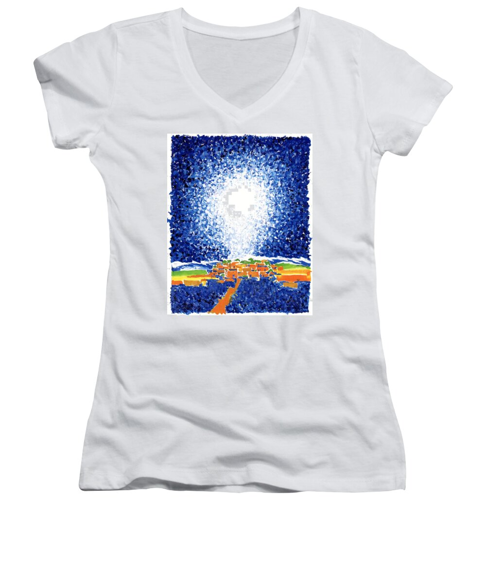 Star Women's V-Neck featuring the painting Christmas Star by Rodger Ellingson