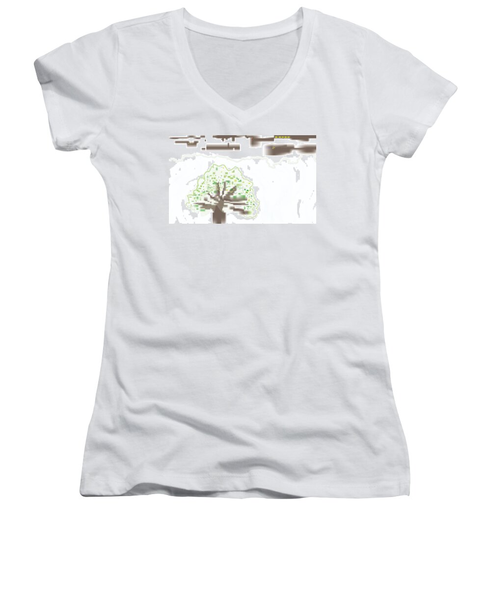 Tree Women's V-Neck featuring the digital art City Tree by Kevin McLaughlin
