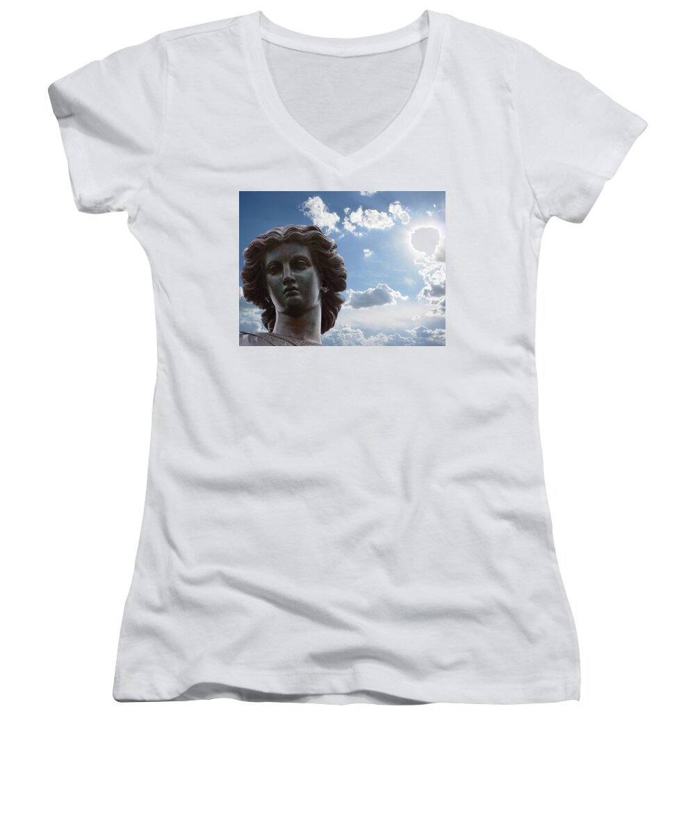 Sky Women's V-Neck featuring the photograph Lady of the Waters by Sarah McKoy