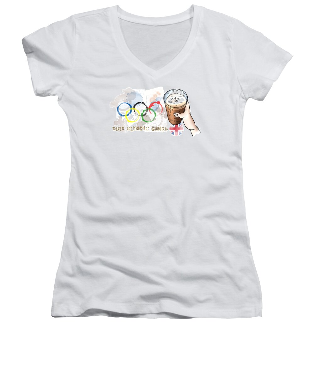 Olympics Women's V-Neck featuring the digital art Olympic Rings by Mark Armstrong