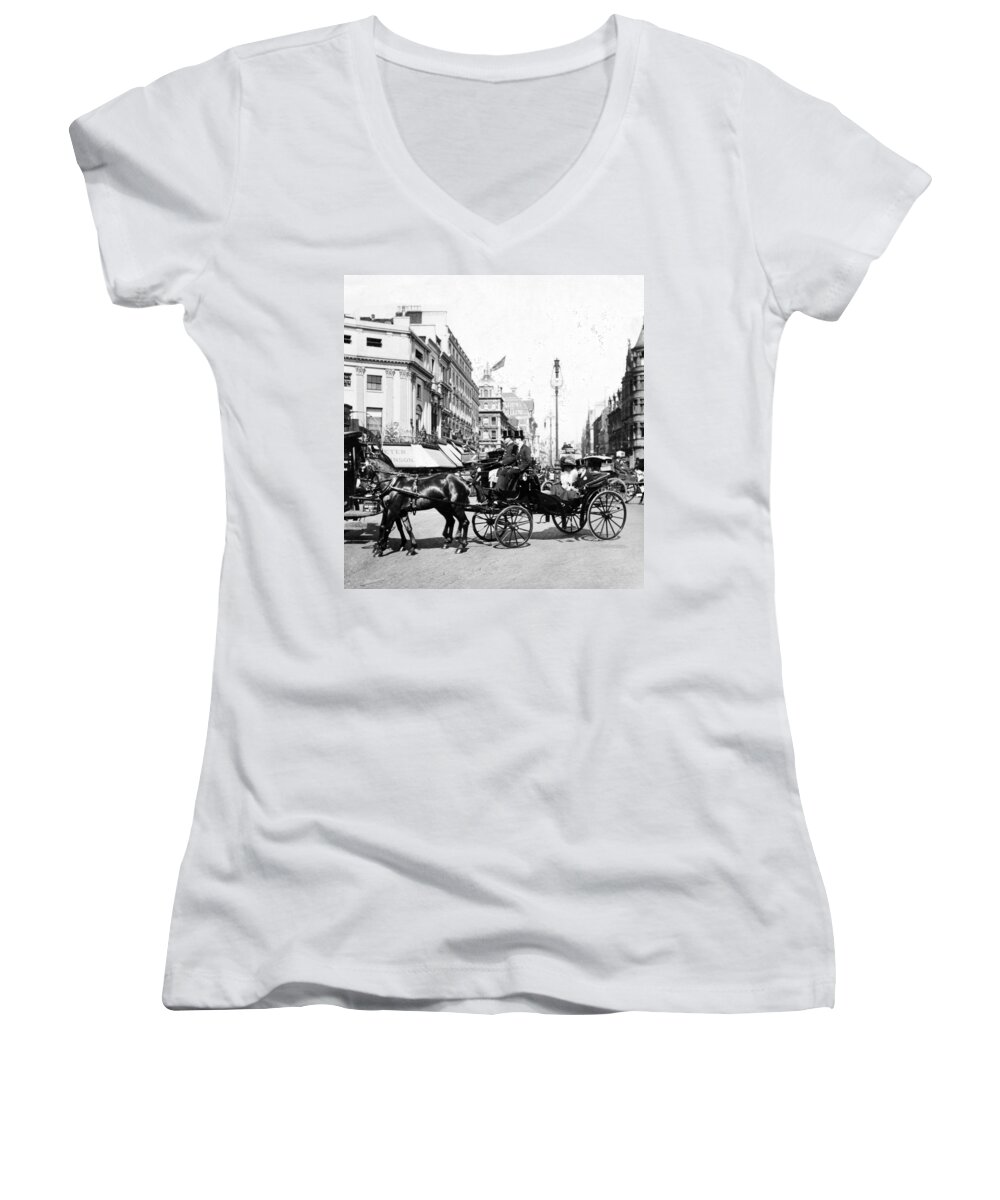 oxford Street Women's V-Neck featuring the photograph Oxford Street - London - England - c 1909 by International Images