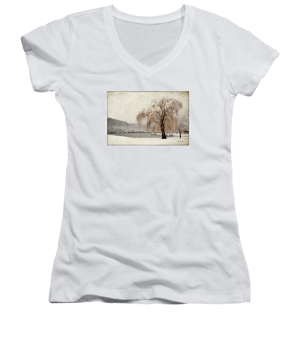 Tree Women's V-Neck featuring the photograph Snow Tree 1 by Al Mueller