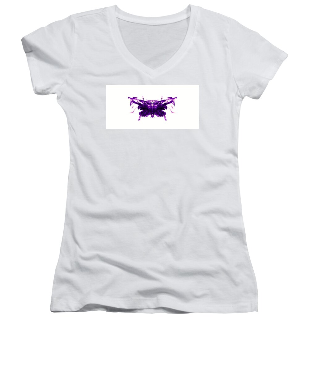  Ink Women's V-Neck featuring the photograph Violet abstract butterfly by Sumit Mehndiratta