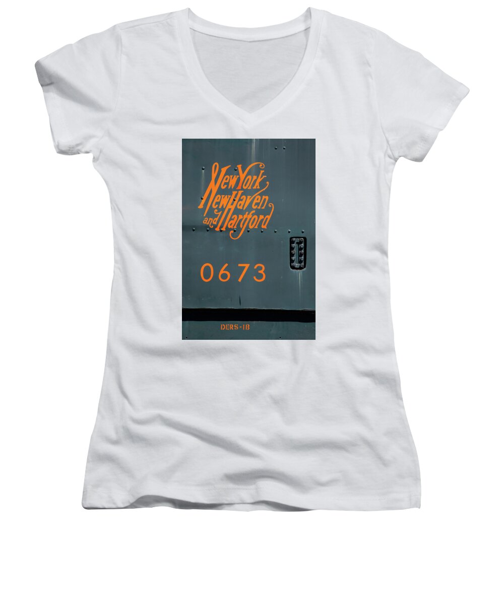 New York New Haven And Hartford Women's V-Neck featuring the photograph 0673 #1 by Karol Livote