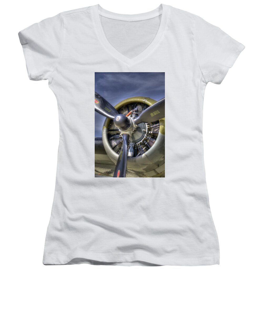 B-17 Bomber Wwii Women's V-Neck featuring the photograph B-17 #2 by Joe Palermo