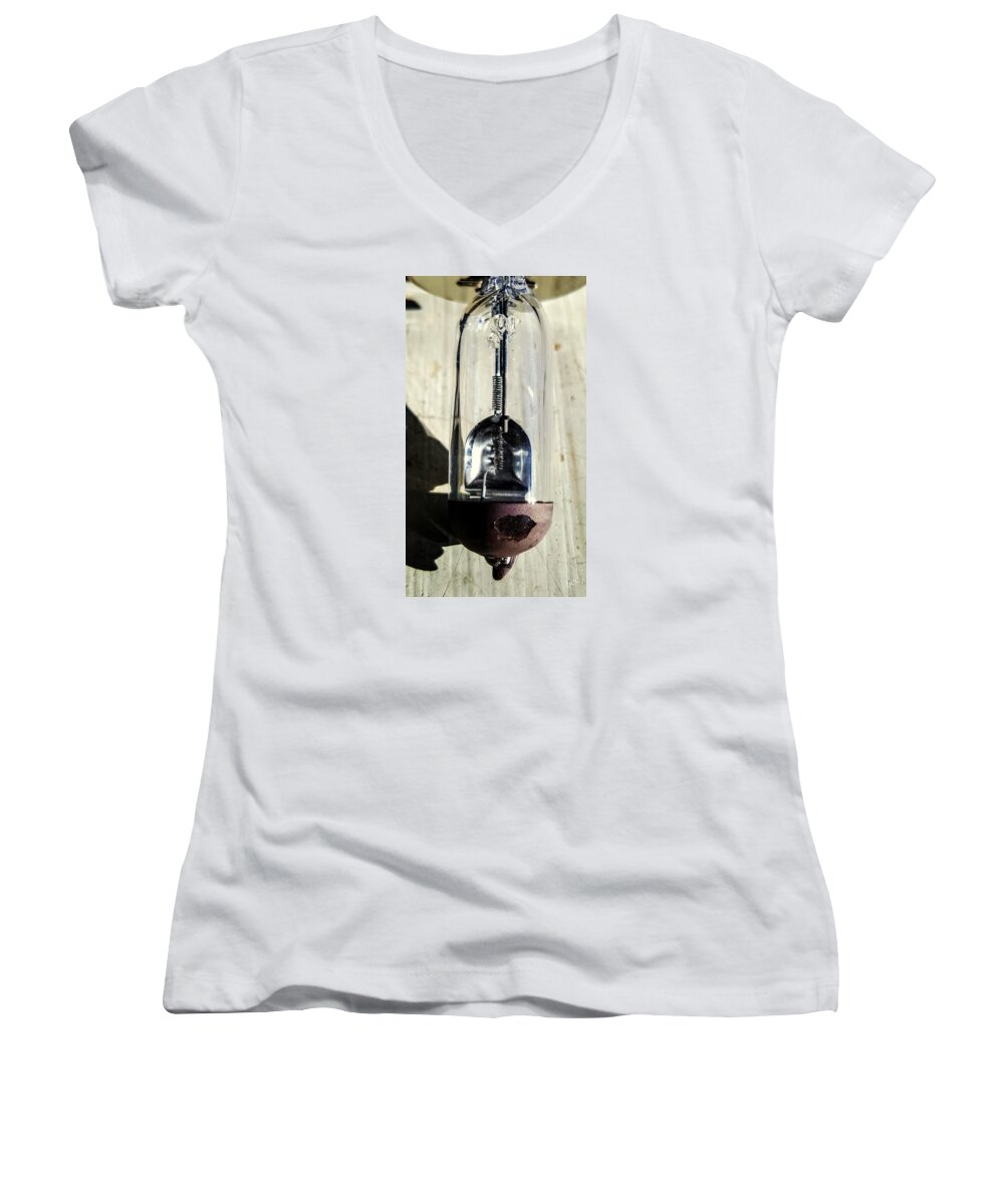 Lamp Women's V-Neck featuring the photograph Burnt out #2 by Bruce Carpenter
