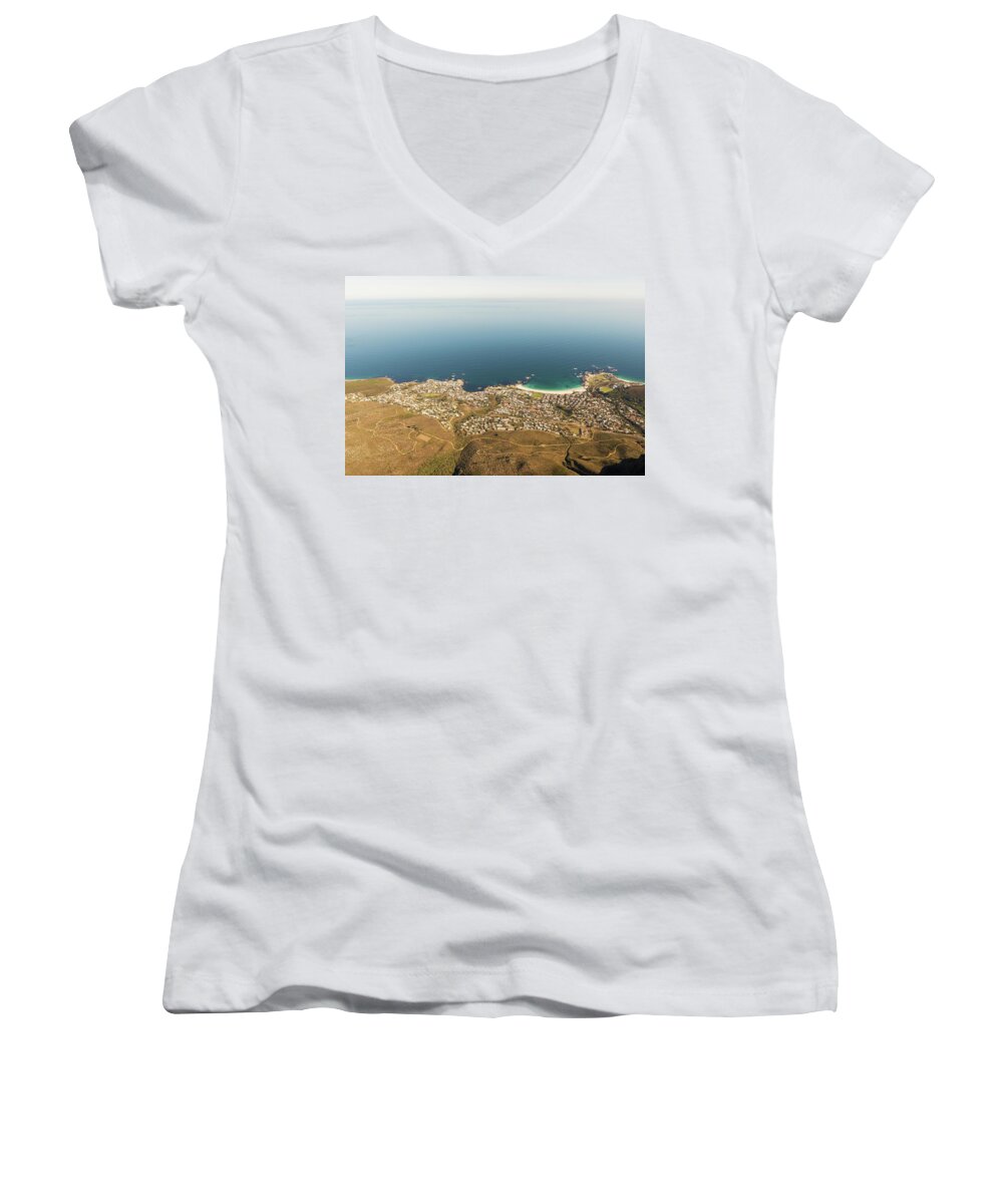 Built Structure Women's V-Neck featuring the photograph Camps Bay, Cape Town, South Africa #1 by Marek Poplawski