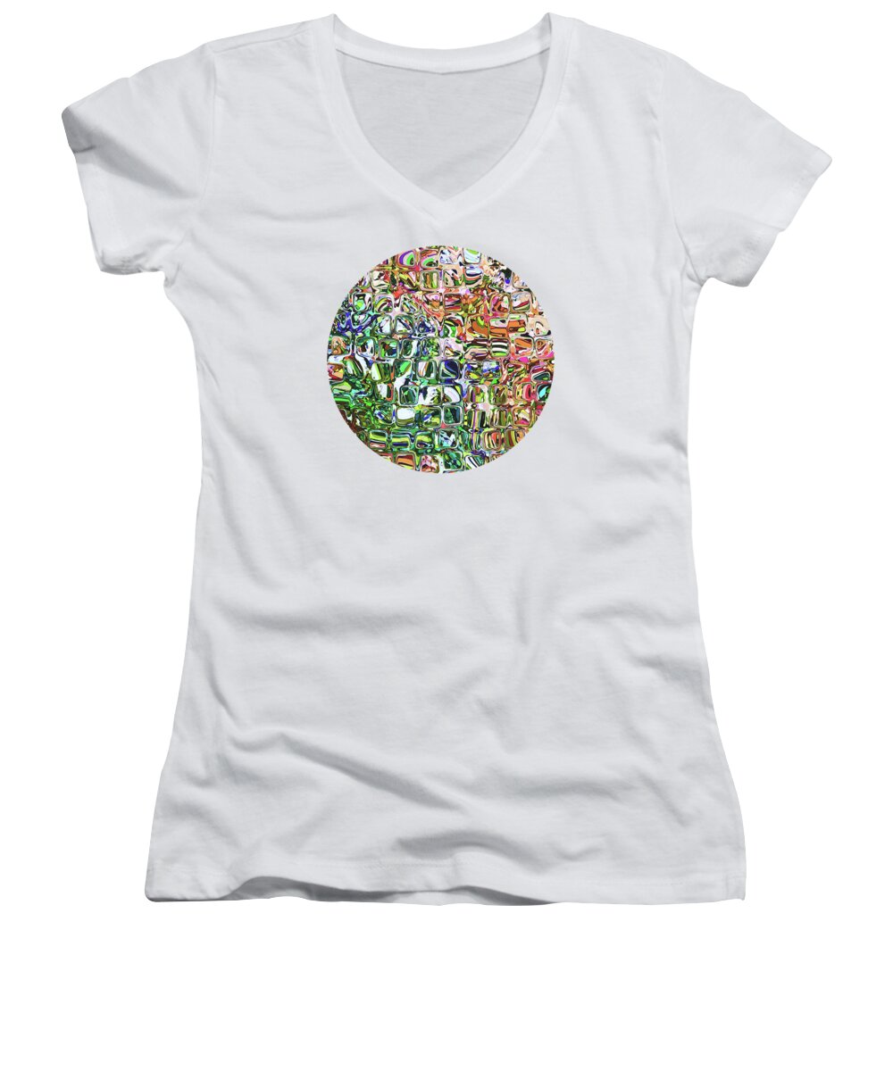 Pattern Women's V-Neck featuring the digital art Colorful Shapes Pattern #1 by Phil Perkins