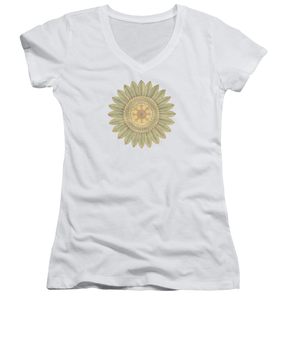J Alexander Women's V-Neck featuring the drawing Ouroboros ja074 by Dar Freeland